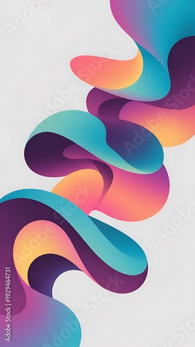 abstract vector background with flowing shapes, gradient colors (turquoise to purple), soft curves, modern aesthetic, high resolution vector, suitable for presentation slides or web banners