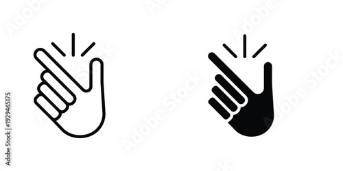Finger snapping icon in doodles flat and line stroke pack
