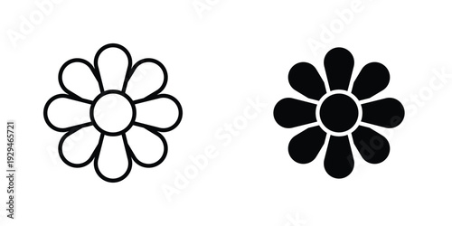 Flowers icon in doodles flat and line stroke pack