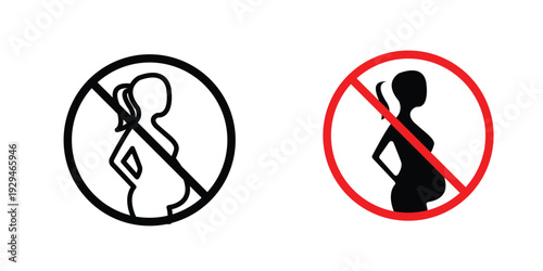 Forbidden pregnant icon in doodles flat and line stroke pack
