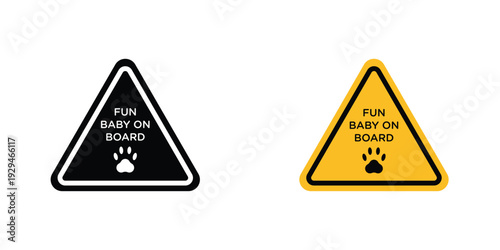 Fur baby on board sign in doodles flat and line stroke pack
