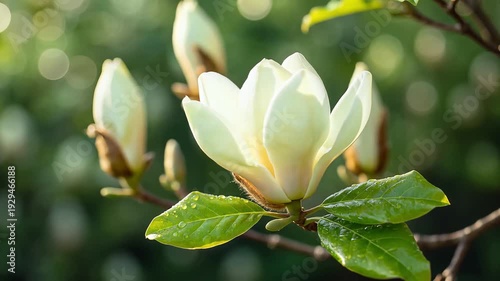 Perfume plant flower blooming in a serene garden scene with vibrant leaves and soft focus background