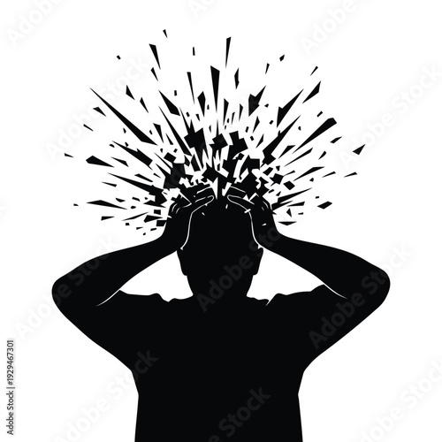 Frustrated person with hands on head and explosive stress