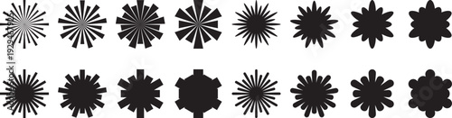 Collection of abstract black floral silhouettes on white background