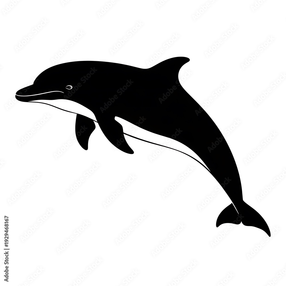 Obraz premium Black silhouette of a jumping dolphin.