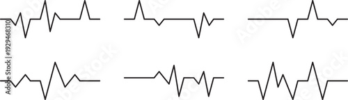 Ecg rhythm strip patterns on white background