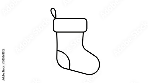 Christmas stocking icon line drawing.