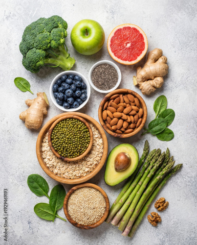 Wallpaper Mural Healthy Superfoods Flat Lay Composition isolated 4k Torontodigital.ca
