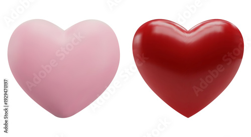 Heart shape 3d icons. Love symbol for Valentines day and Mother day decoration. Social media like symbol.