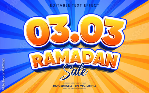 Ramadan Sale 0303 Editable Text Effect with Comic Style and Bright Colors.