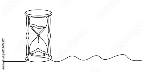 Continuous line drawing of an old hourglass with falling sand symbolizing the passage of time Vector, illustration