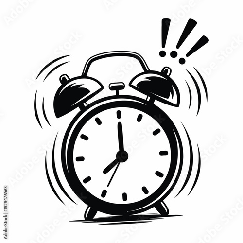 Alarm Clock Icon ringing clock with sound waves