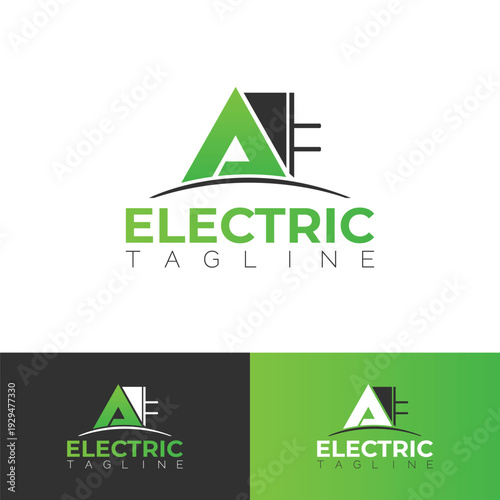 Modern Electric Logo Design with Plug Icon, Green Energy Power Company Branding Vector