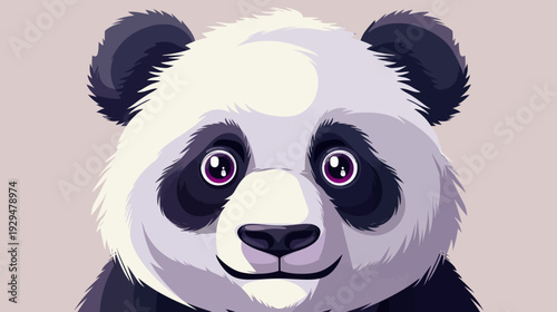 Whimsical panda portrait with large, expressive eyes, rendered in a stylized cartoon