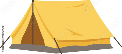 Isolated yellow camping tent evokes a sense of adventure
