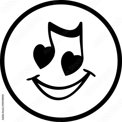 This black musical note with heart icon features a clean and modern silhouette element that beautifully combines the universal symbol of music with a heart shape representing passion and emotion.