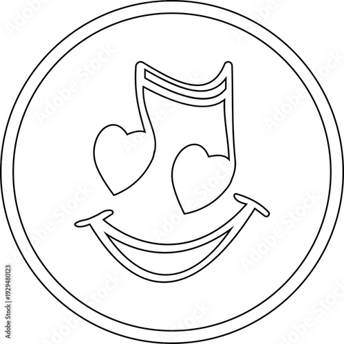 This black musical note with heart icon features a clean and modern silhouette element that beautifully combines the universal symbol of music with a heart shape representing passion and emotion.