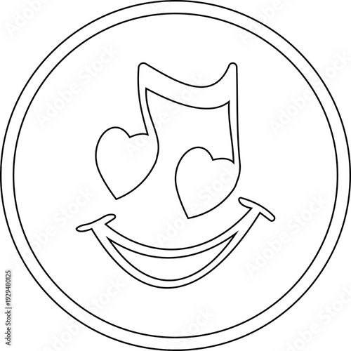 This black musical note with heart icon features a clean and modern silhouette element that beautifully combines the universal symbol of music with a heart shape representing passion and emotion.