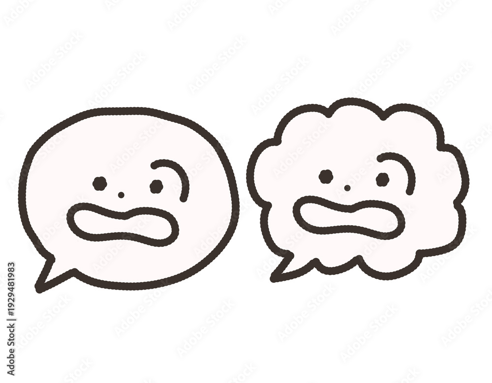 Obraz premium ｜モノクロ吹き出し2種類｜表情 アイコン Cute Emotion Symbols