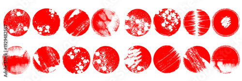 Circle grunge stamp set. Round vector isolated on white background. red stamp vector. Collection for grunge badge, seal, ink and stamp design template. vector illustration design eps10
