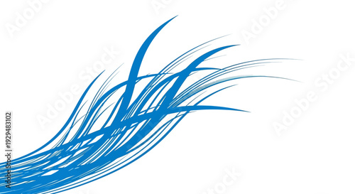 Blue Hair Strands Flowing in Motion.