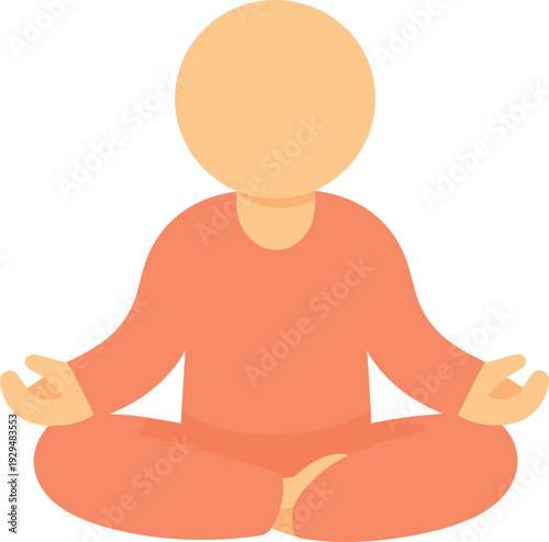 Person meditates with crossed legs and outstretched hands in a vector graphic