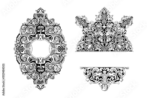 Wallpaper Mural Vintage frames black on white background Torontodigital.ca