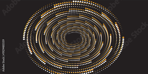 Vector dotted speed lines in vortex form. Geometric art. Segmented circle. Arc lines. Trendy design element for frame, round logo, sign, symbol, web, prints, posters, template, pattern, backdrop