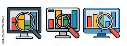 Financial statistics graph analysis icon set. Vector illustration eps 10