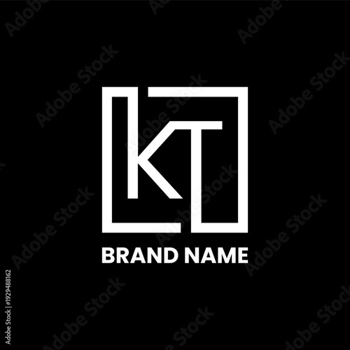 alphabet letter KT logo with square
