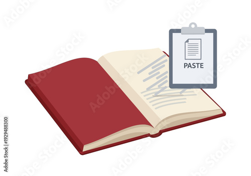 Open Book with Clipboard Showing Paste Function.