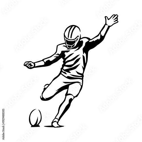NFL Player rugby ready to kick ball vector on white background. use for illustration