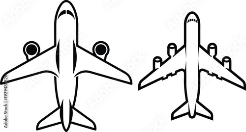 Airplane Top View Line Icon Vector
