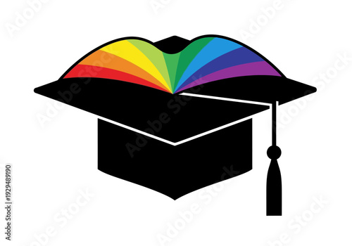 Rainbow Graduation Cap Symbolizing LGBTQ Education and Pride.