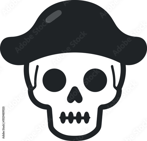 Stylized skull wearing a pirate hat illustration for halloween theme