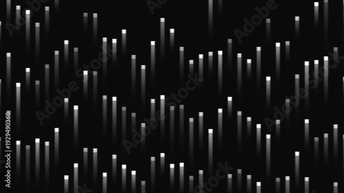 Abstract Digital Rain of White Glowing Lines on Black Background
