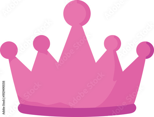 Cute pink princess crown with round accents on white background for fairy tale design