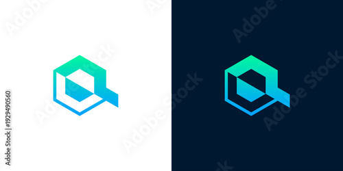Geometric 'Q' Logo Design with Gradient Colors, Ideal for Tech and Business Branding