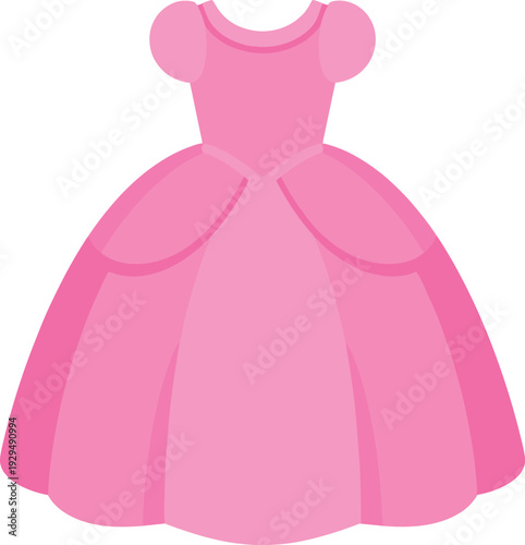 Elegant pink dress with puffed sleeves, perfect for a fairy tale princess