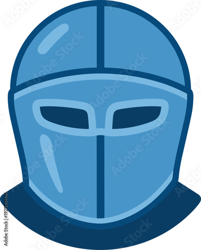 Illustration of a light blue crusader helmet with dark blue outlines