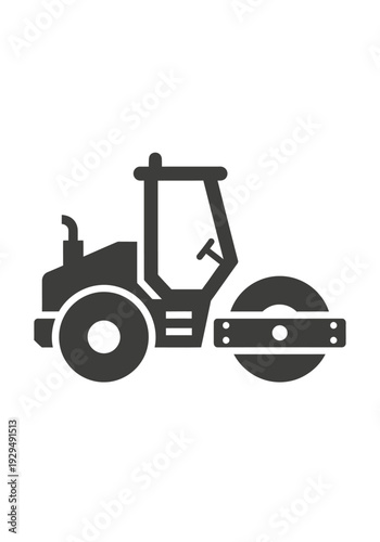 Silhouette of a Road Roller Machine Icon.