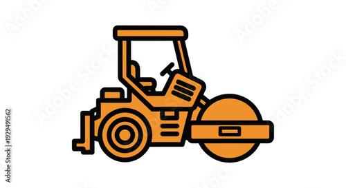 Orange Steamroller Vehicle Illustration Construction Equipment.