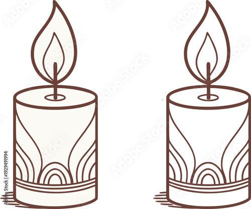 Minimalist Vector Icon of Single Lit Candle with Geometric Flame
