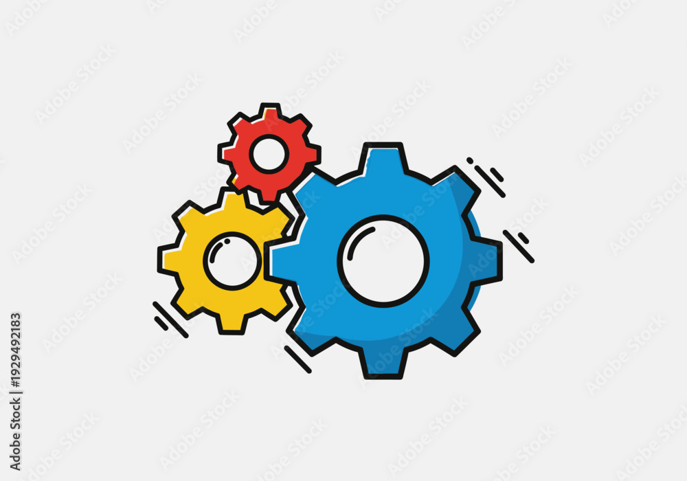 Fototapeta premium Three Interlocking Gears Illustration.