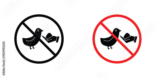 Do not feed birds signs in line art style on white background for graphic and web design.