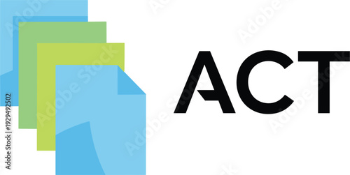 Modern ACT logo design featuring stacked colorful document icons professional file management, digital organization, accounting software, and administrat