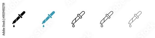 Dropper pipette icon in line art style on white background for graphic and web design.
