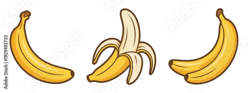 Banana fresh yellow ripe bananas peeled slices and unpeeled fruit natural healthy food