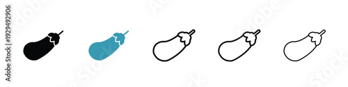 Eggplant icon in line art style on white background for graphic and web design.