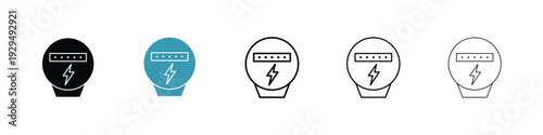 electric meter icon in line art style on white background for graphic and web design.